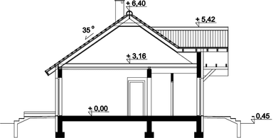 Przekrój domu jednorodzinnego Bella II