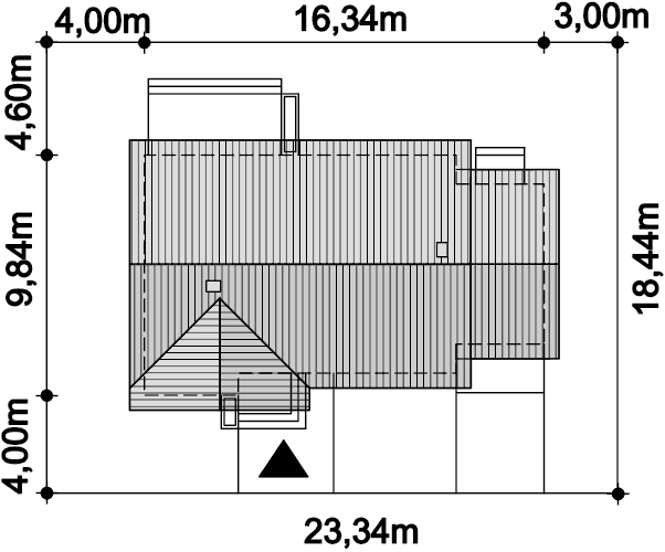 Rzut usytuowania domu jednorodzinnego Bella II