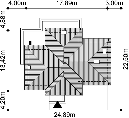 Rzut usytuowania domu jednorodzinnego Emilian 2 na działce