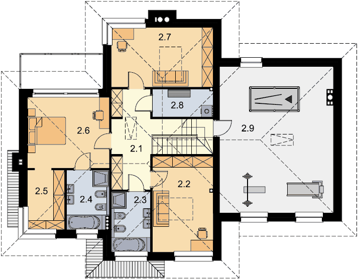 Rzut piętra domu jednorodzinnego Emilian 2