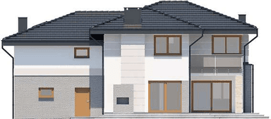 Elewacja tylna domu jednorodzinnego Emilian