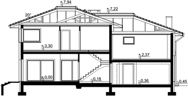 Przekrój domu jednorodzinnego Emilian
