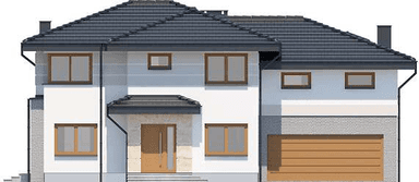 Elewacja frontowa domu jednorodzinnego Emilian