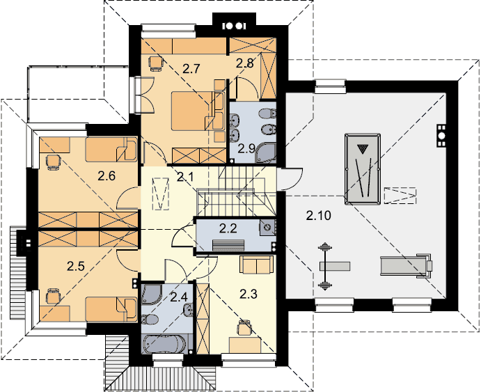 Rzut piętra domu jednorodzinnego Emilian