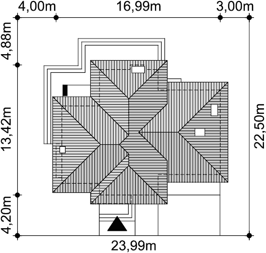 Rzut usytuowania domu jednorodzinnego Emilian na działce
