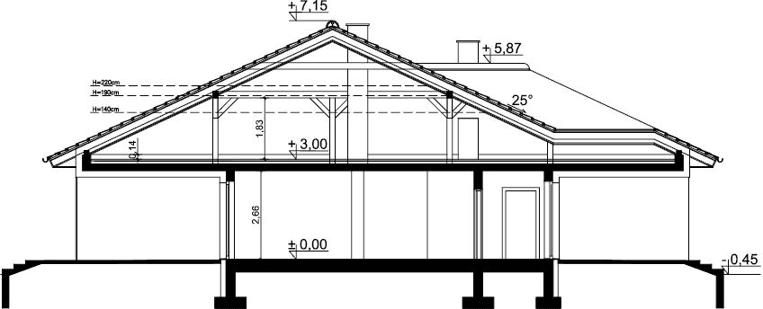 Przekrój domu jednorodzinnego Fabian 2