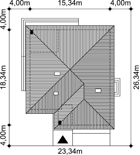 Rzut usytuowania domu jednorodzinnego Fabian 2 na działce