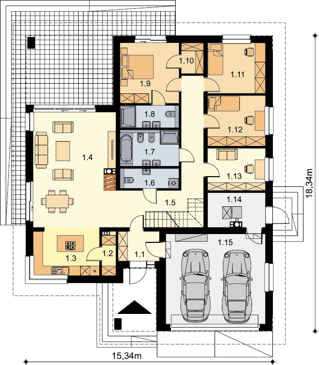 Rzut piętra domu jednorodzinnego Fabian 3
