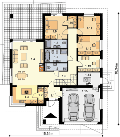 Rzut piętra domu jednorodzinnego Fabian 3