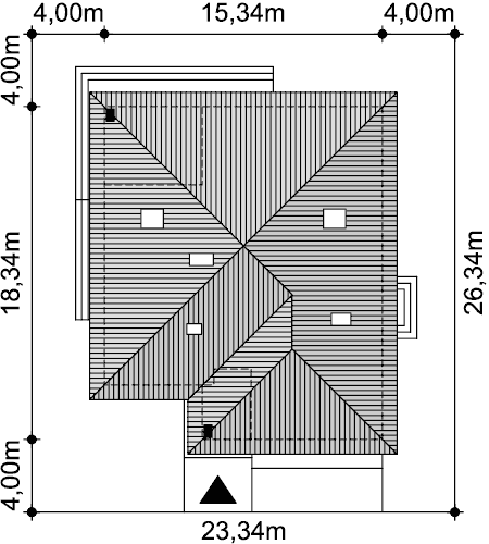 Rzut usytuowania domu jednorodzinnego Fabian 3 na działce