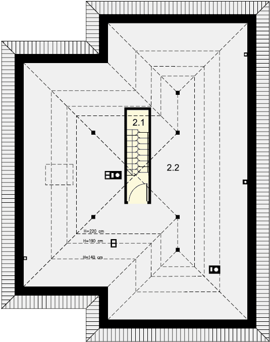 Rzut poddasza domu jednorodzinnego Fidel