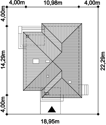 Rzut usytuowania domu jednorodzinnego Fidel na działce