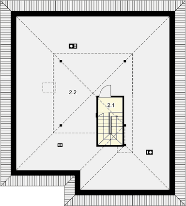 Rzut strychu domu jednorodzinnego Figo