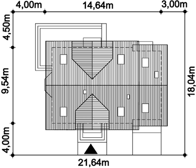 Rzut usytuowania domu jednorodzinnego Izadora na działce