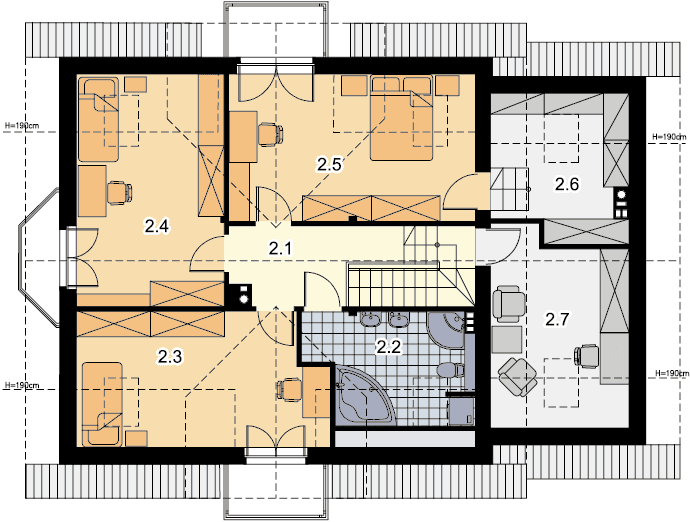 Rzut poddasza domu jednorodzinnego Izadora