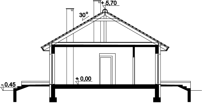 Przekrój domu jednorodzinnego Leda