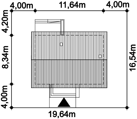 Rzut usytuowania domu jednorodzinnego Leda