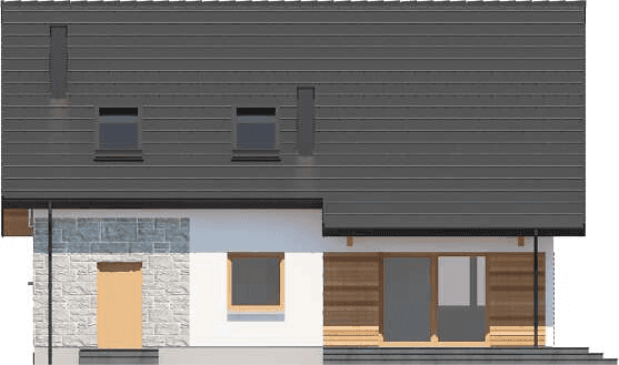 Elewacja tylna domu jednorodzinnego Oberon