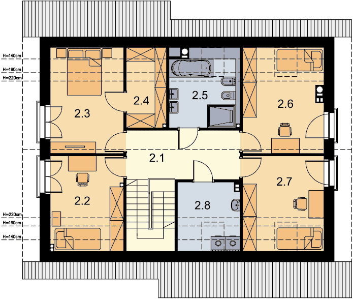 Rzut poddasza domu jednorodzinnego Oberon