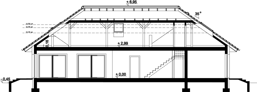 Przekrój domu jednorodzinnego Padme 2