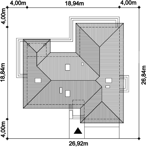 Rzut usytuowania domu jednorodzinnego Padme 2 na działce