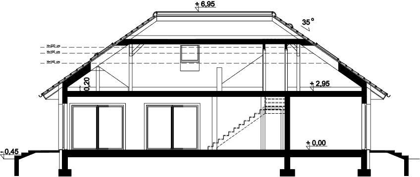 Przekrój domu jednorodzinnego Padme