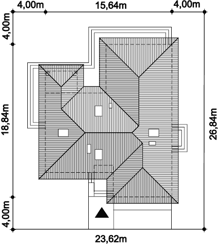 Rzut usytuowania domu jednorodzinnego Padme na działce
