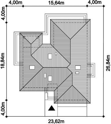 Rzut usytuowania domu jednorodzinnego Padme na działce
