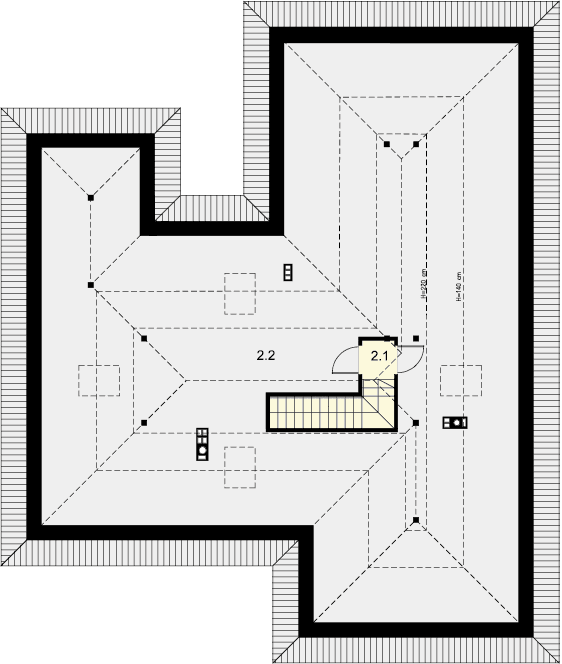 Rzut strychu domu jednorodzinnego Padme