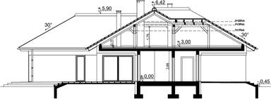 Przekrój domu jednorodzinnego Padme 3 B