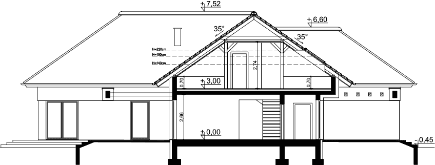 Przekrój domu jednorodzinnego Padme 4