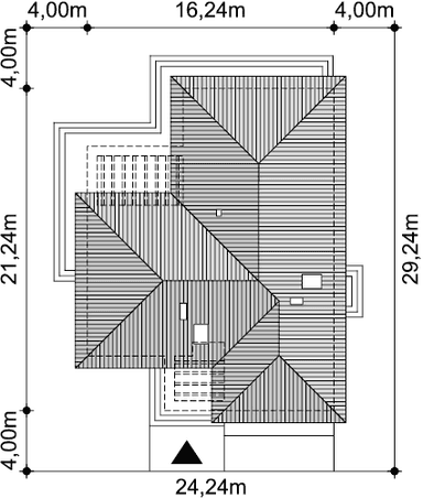 Rzut usytuowania domu jednorodzinnego Padme 4 na działce