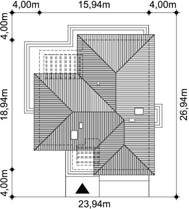 Rzut usytuowania domu jednorodzinnego Padme 5 na działce