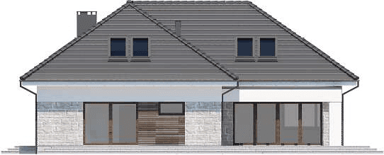 Elewacja tylna domu jednorodzinnego Padme 6