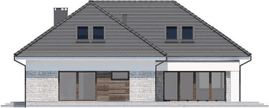 Elewacja tylna domu jednorodzinnego Padme 6