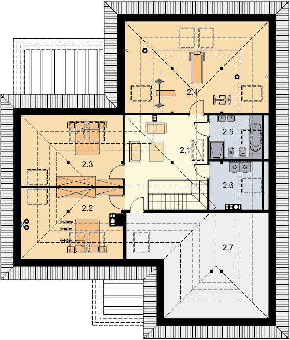 Rzut poddasza domu jednorodzinnego Padme 6