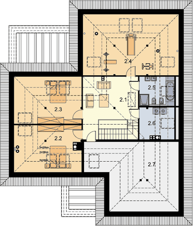 Rzut poddasza domu jednorodzinnego Padme 6