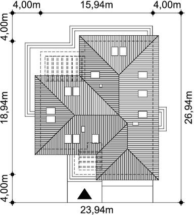 Rzut usytuowania domu jednorodzinnego Padme 6 na działce