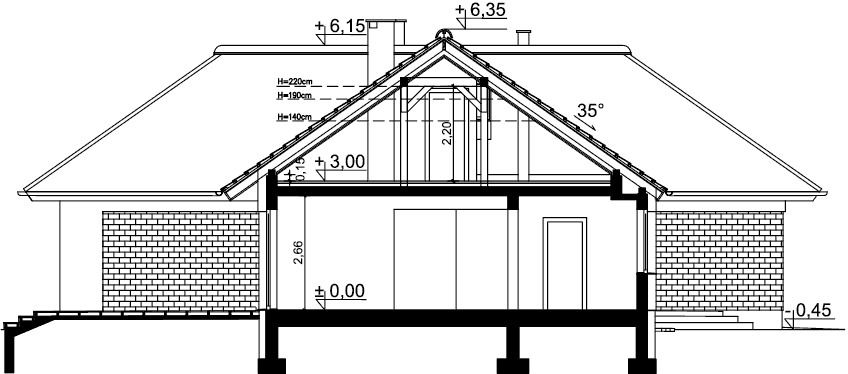 Przekrój domu jednorodzinnego Pandora