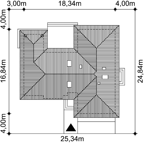 Rzut usytuowania domu jednorodzinnego Pandora