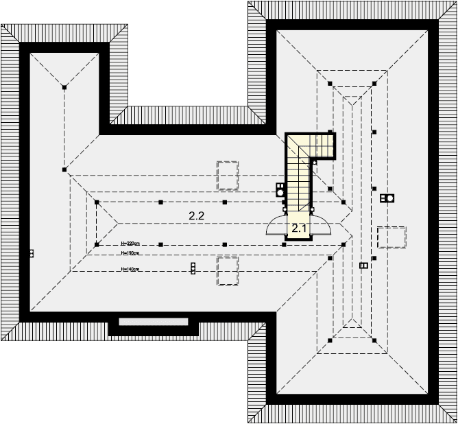Rzut strychu domu jednorodzinnego Pandora