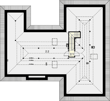 Rzut strychu domu jednorodzinnego Pandora
