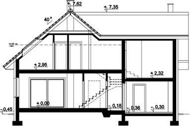 Przekrój domu jednorodzinnego Puk 2