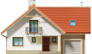 Elewacja frontowa domu jednorodzinnego Puk 2