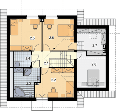 Rzut poddasza domu jednorodzinnego Puk 2