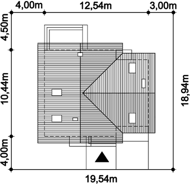 Rzut usytuowania domu jednorodzinnego Puk 2 na działce
