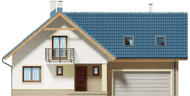Elewacja frontowa domu jednorodzinnego Puk 2 G2