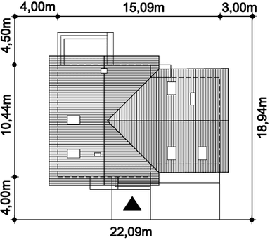 Rzut usytuowania domu jednorodzinnego Puk 2 G2 na działce