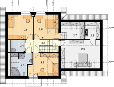 Rzut poddasza domu jednorodzinnego Puk 2 G2
