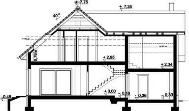 Przekrój domu jednorodzinnego Puk 3